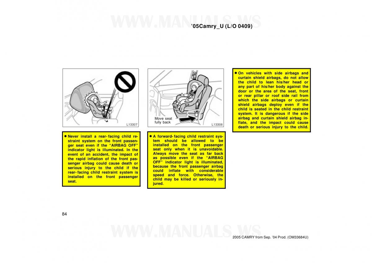 Toyota Camry VI 6 owners manual / page 84