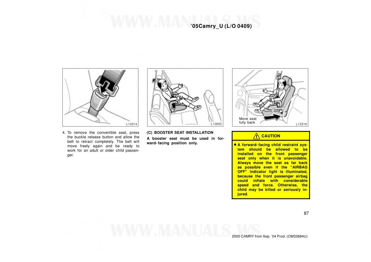 Toyota Camry VI 6 owners manual / page 87