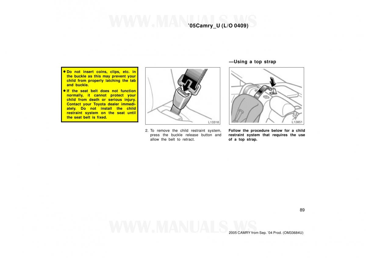 Toyota Camry VI 6 owners manual / page 89