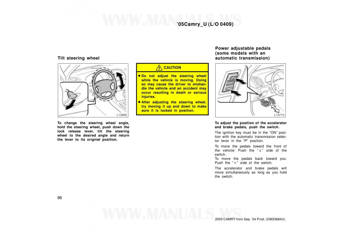 Toyota Camry VI 6 owners manual / page 96