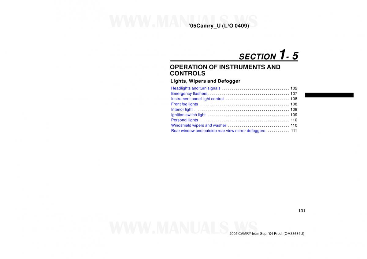 Toyota Camry VI 6 owners manual / page 101