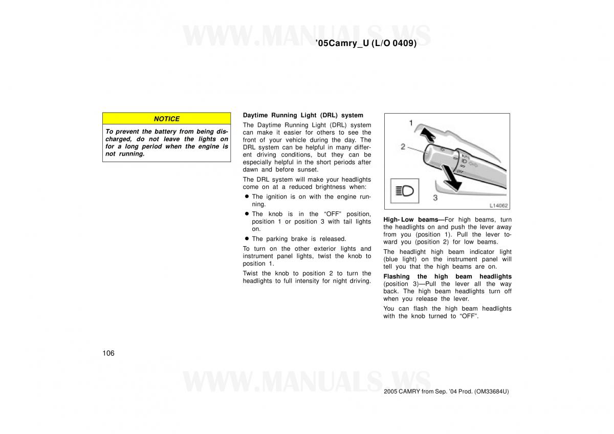 Toyota Camry VI 6 owners manual / page 106