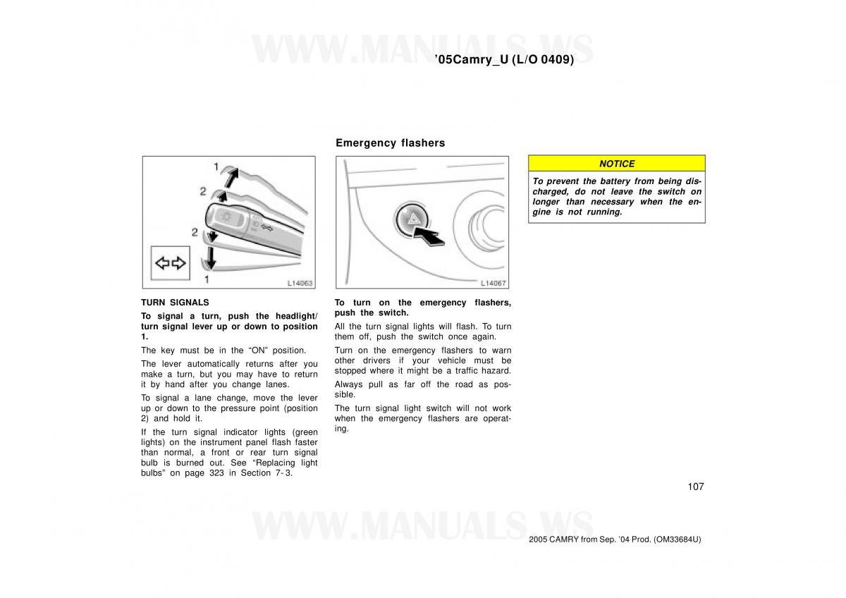 Toyota Camry VI 6 owners manual / page 107