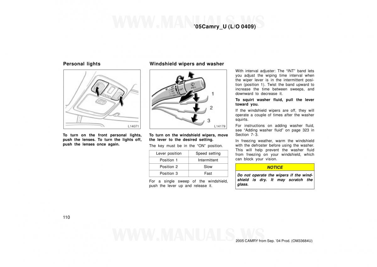 Toyota Camry VI 6 owners manual / page 110