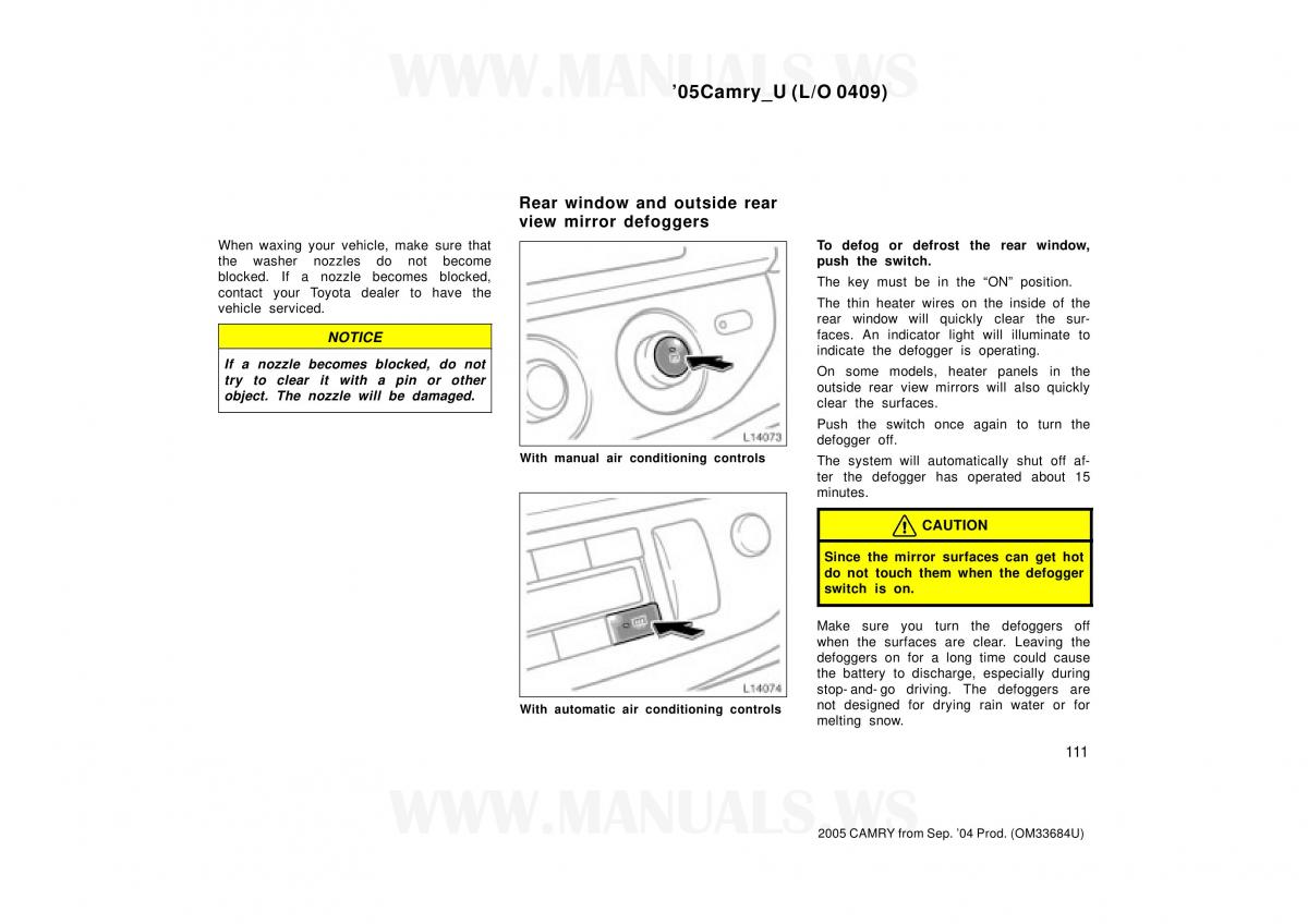 Toyota Camry VI 6 owners manual / page 111