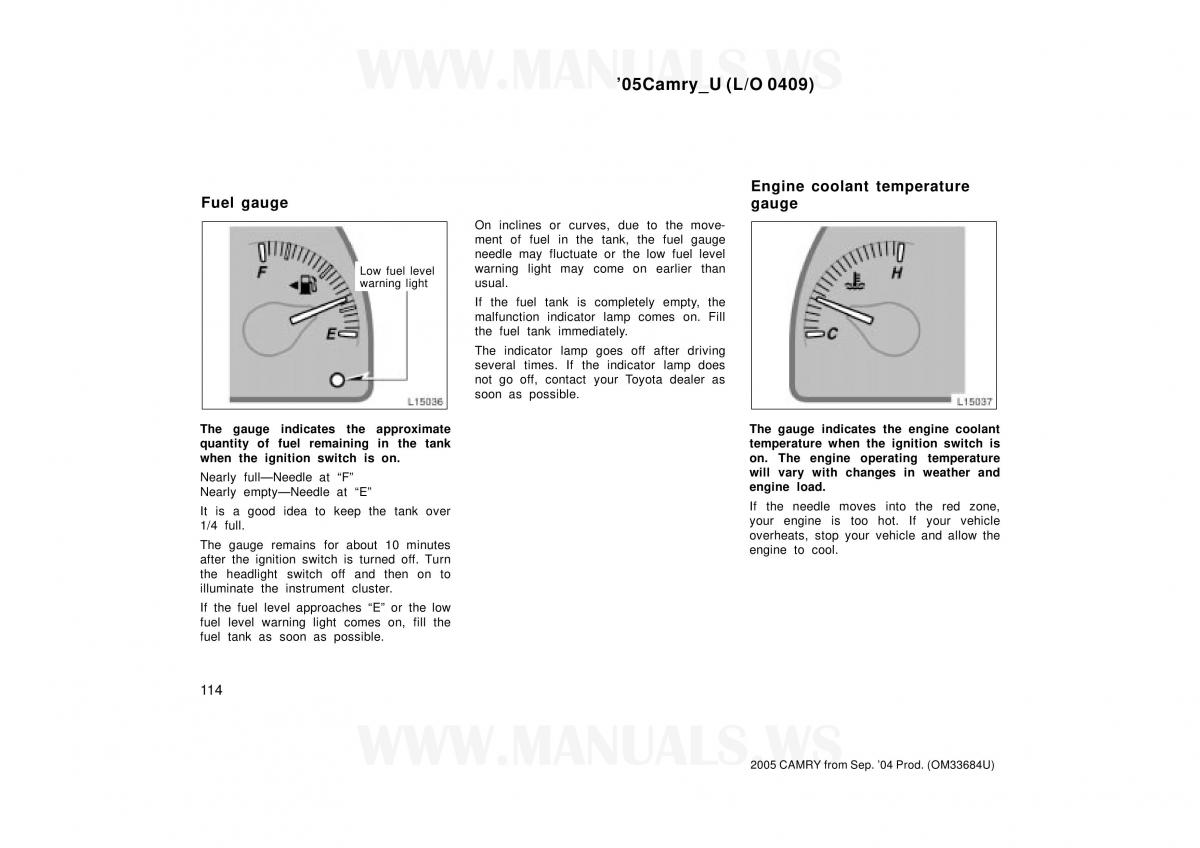 Toyota Camry VI 6 owners manual / page 114