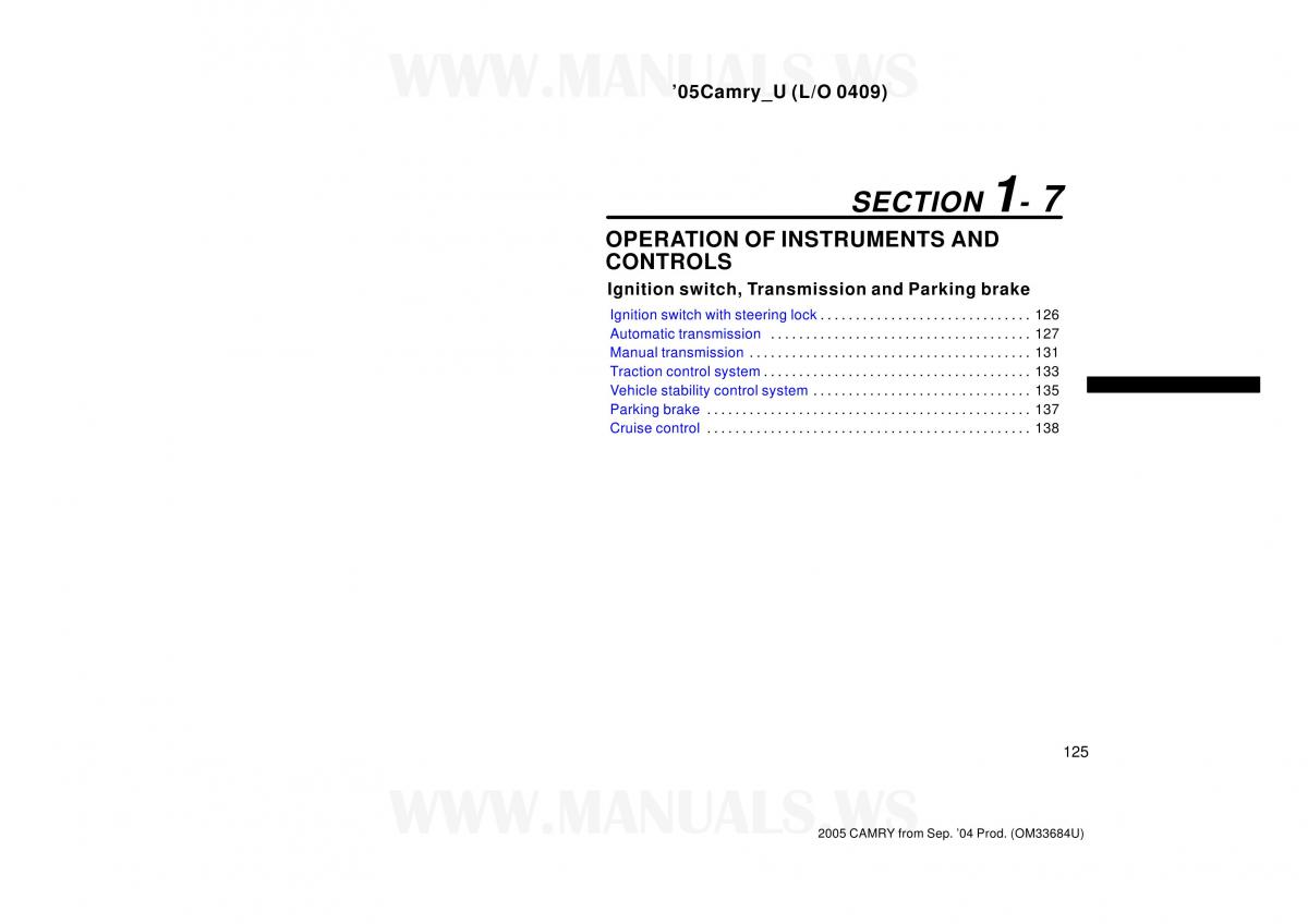 Toyota Camry VI 6 owners manual / page 125