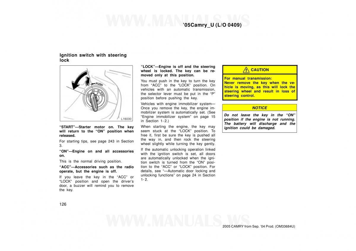 Toyota Camry VI 6 owners manual / page 126