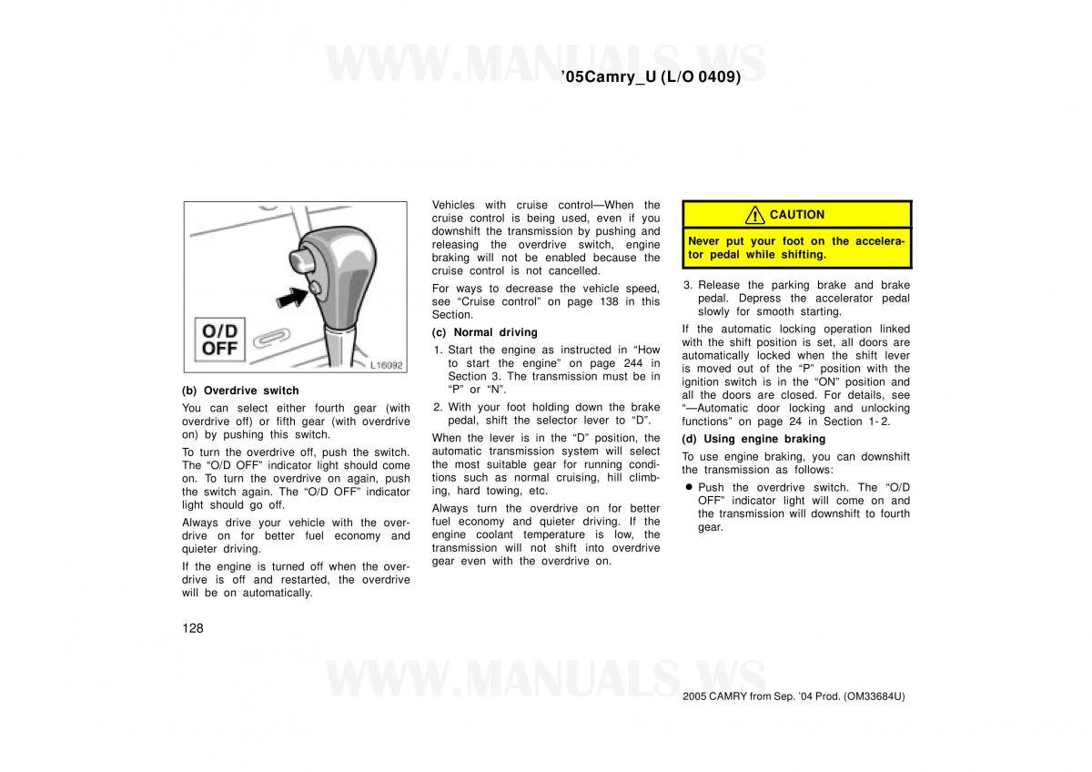 Toyota Camry VI 6 owners manual / page 128