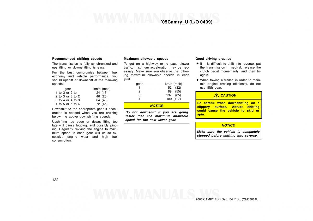 Toyota Camry VI 6 owners manual / page 132