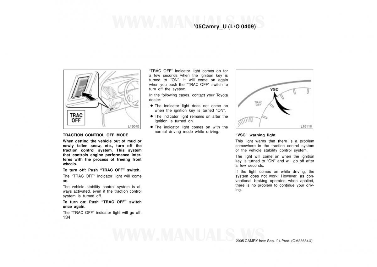 Toyota Camry VI 6 owners manual / page 134