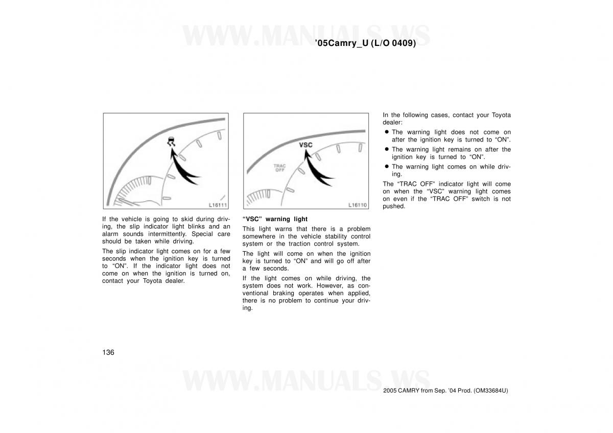 Toyota Camry VI 6 owners manual / page 136