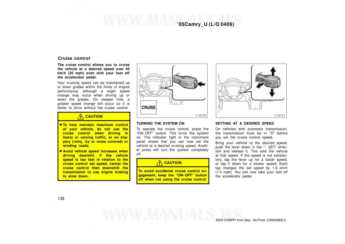 Toyota Camry VI 6 owners manual / page 138