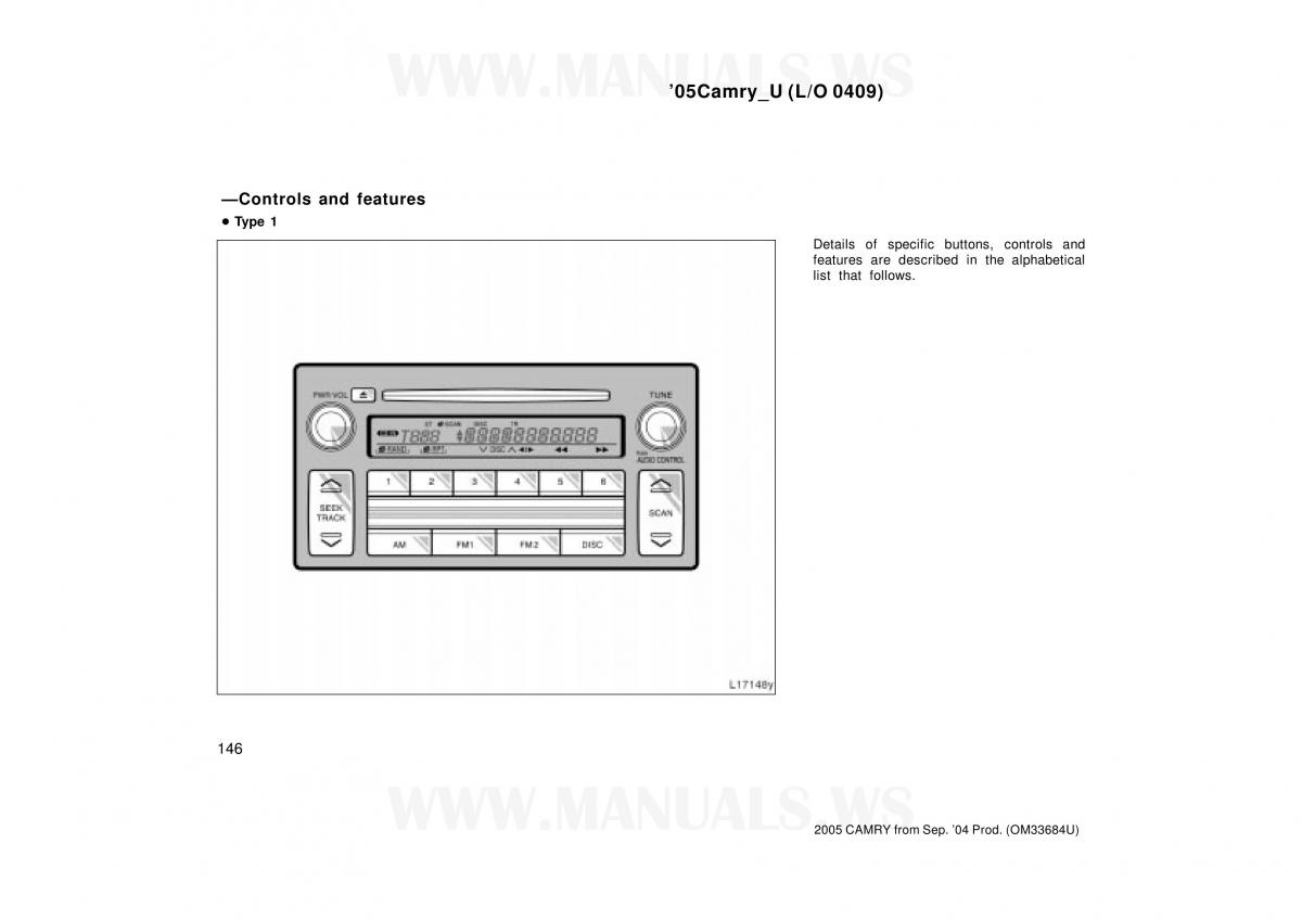 Toyota Camry VI 6 owners manual / page 146