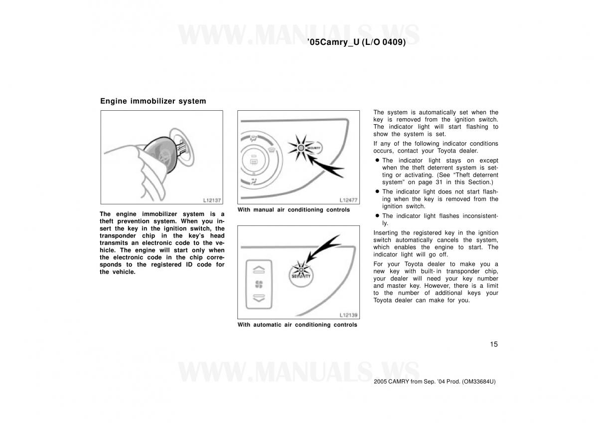 Toyota Camry VI 6 owners manual / page 15