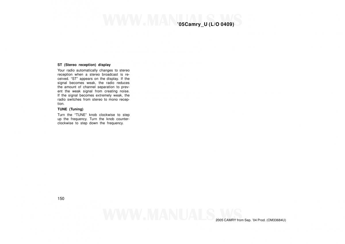 Toyota Camry VI 6 owners manual / page 150