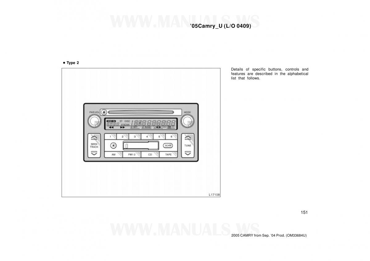 Toyota Camry VI 6 owners manual / page 151