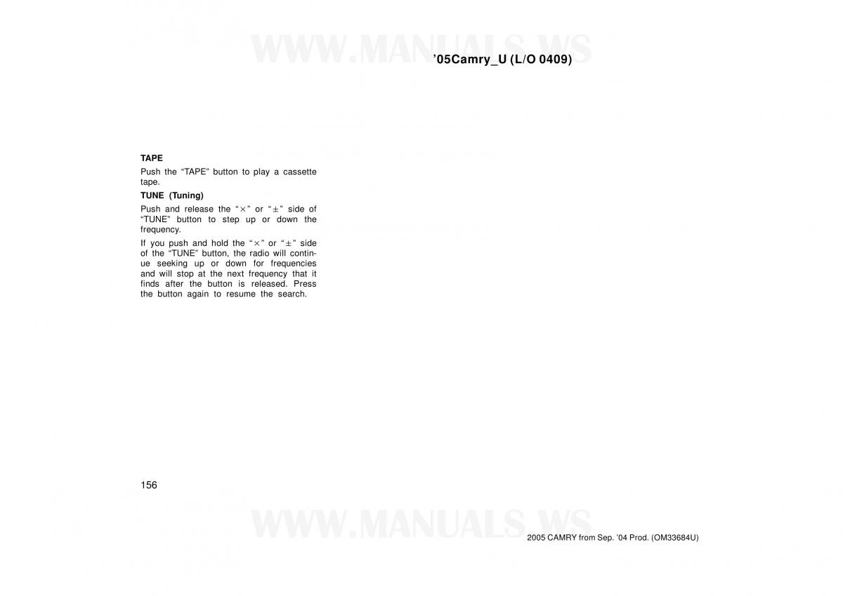 Toyota Camry VI 6 owners manual / page 156