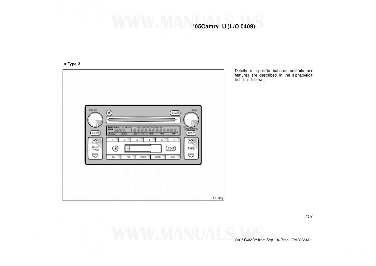 Toyota Camry VI 6 owners manual / page 157