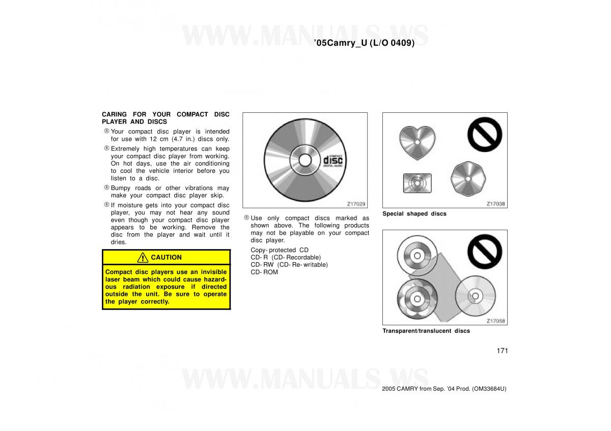 Toyota Camry VI 6 owners manual / page 171