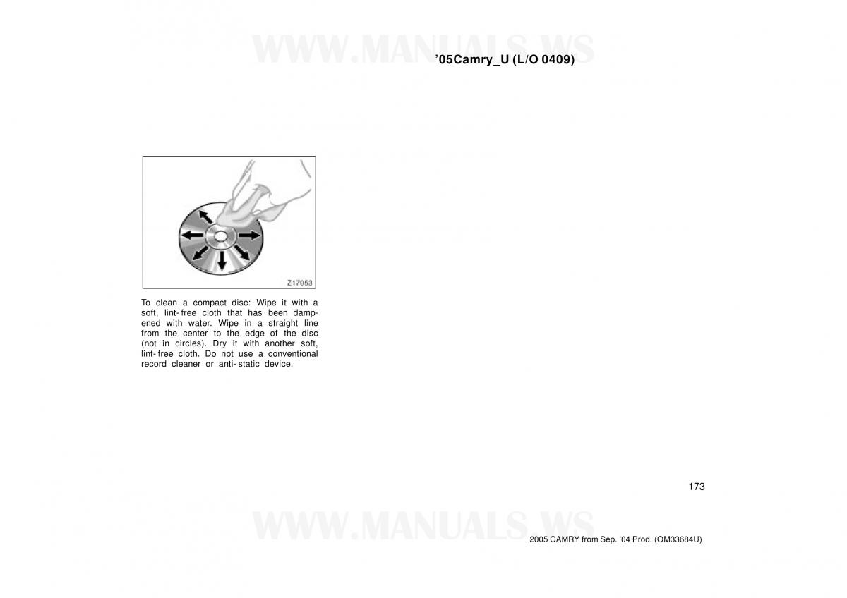 Toyota Camry VI 6 owners manual / page 173