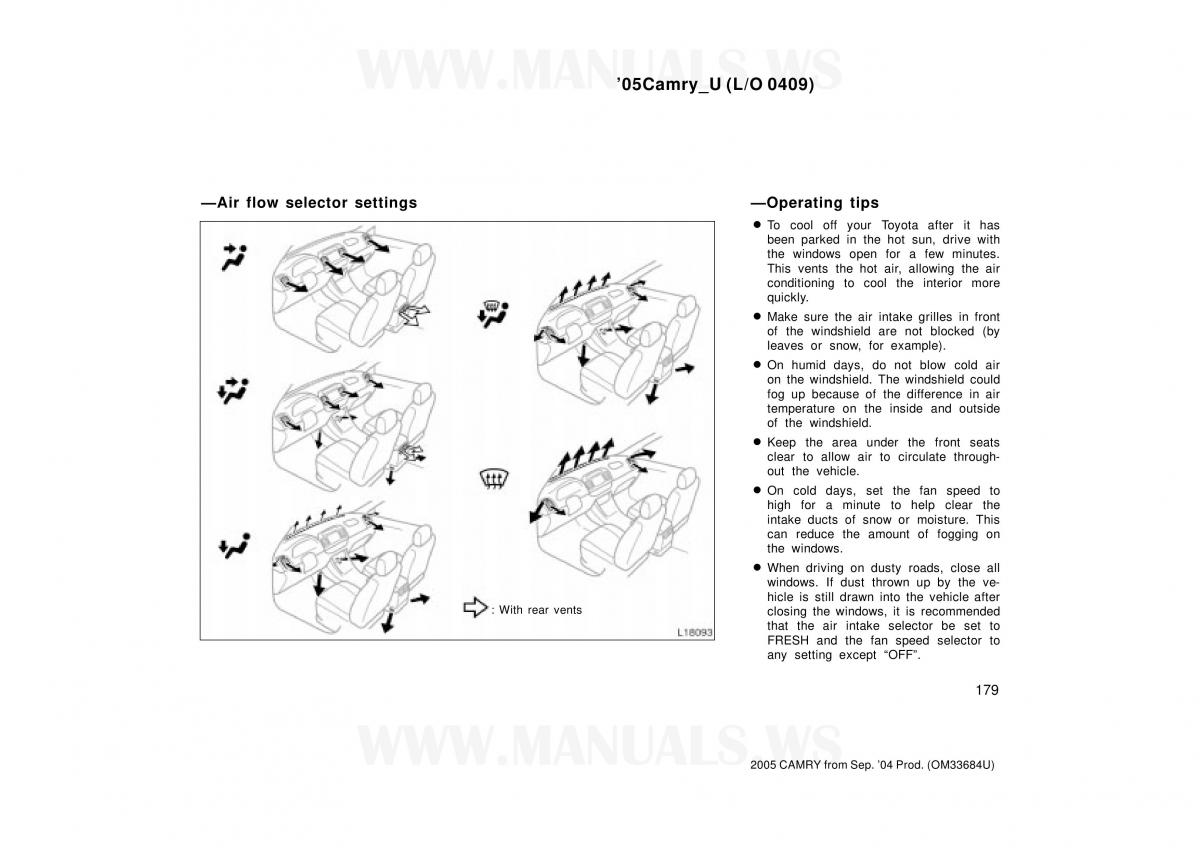 Toyota Camry VI 6 owners manual / page 179