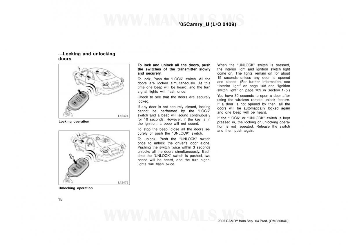 Toyota Camry VI 6 owners manual / page 18