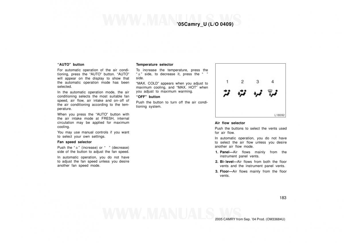 Toyota Camry VI 6 owners manual / page 183