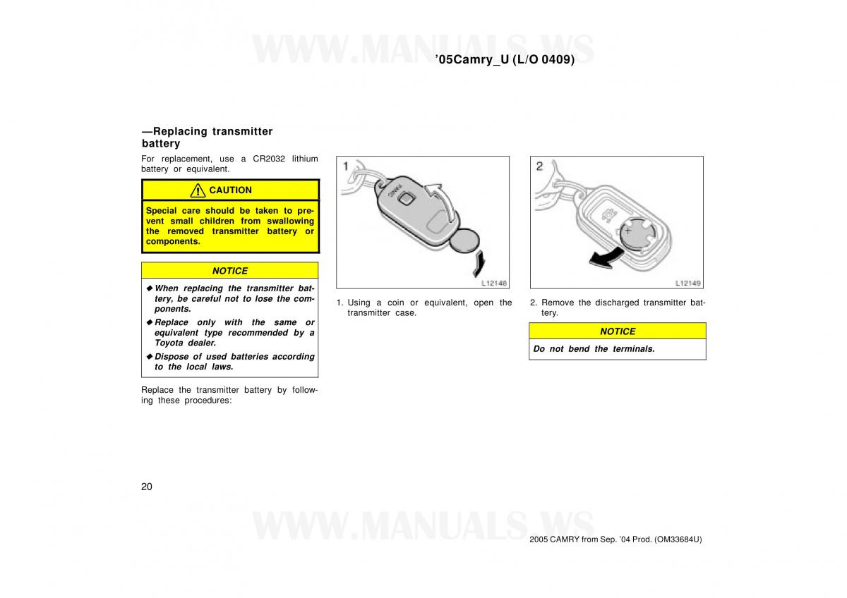 Toyota Camry VI 6 owners manual / page 20