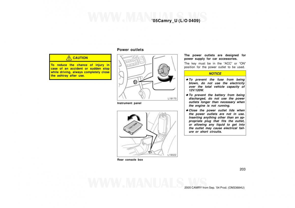 Toyota Camry VI 6 owners manual / page 203