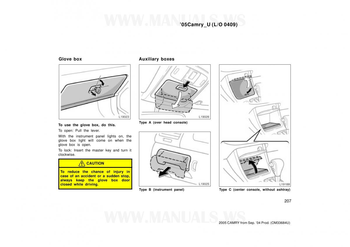 Toyota Camry VI 6 owners manual / page 207