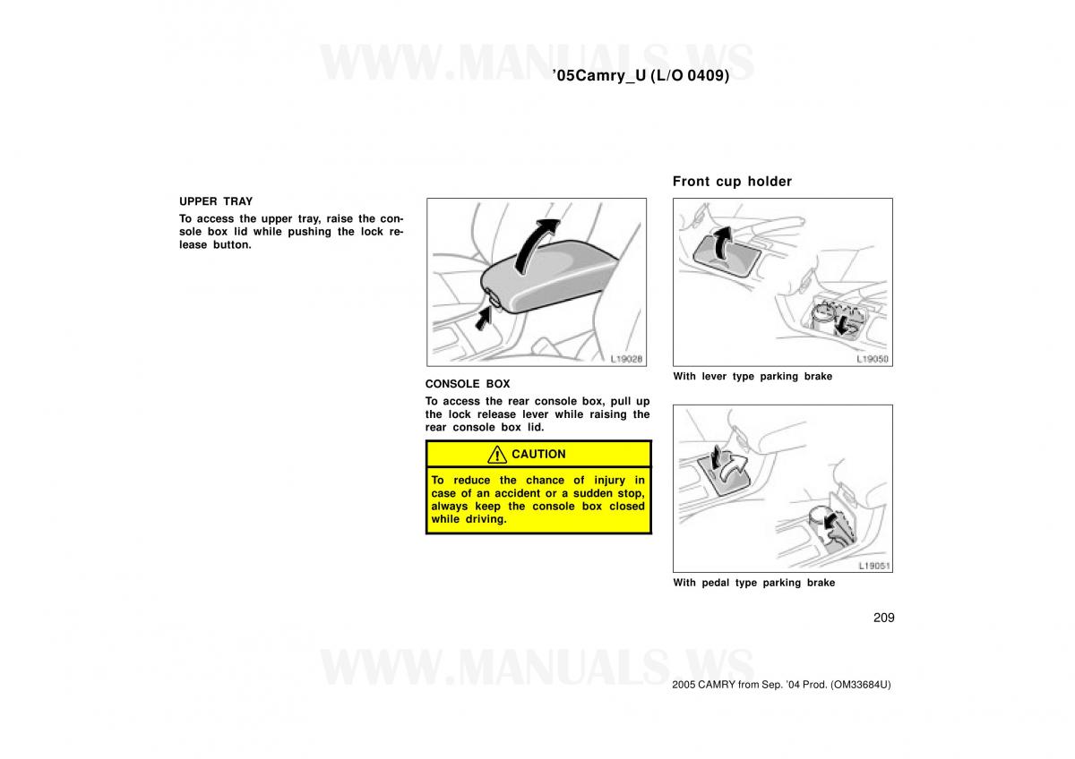 Toyota Camry VI 6 owners manual / page 209