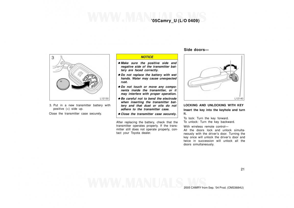 Toyota Camry VI 6 owners manual / page 21