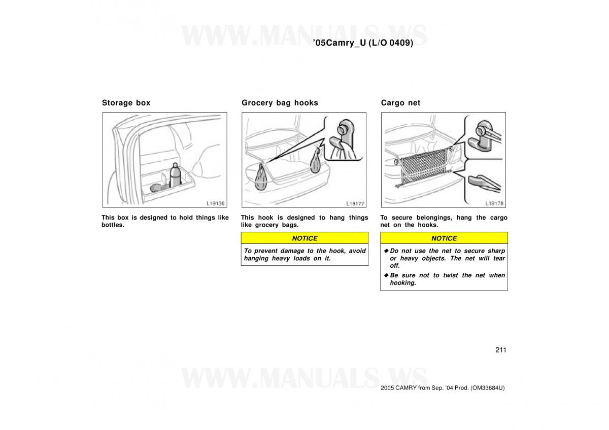 Toyota Camry VI 6 owners manual / page 211