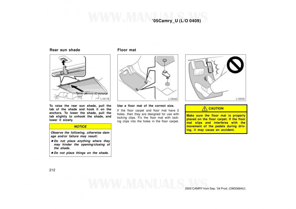 Toyota Camry VI 6 owners manual / page 212