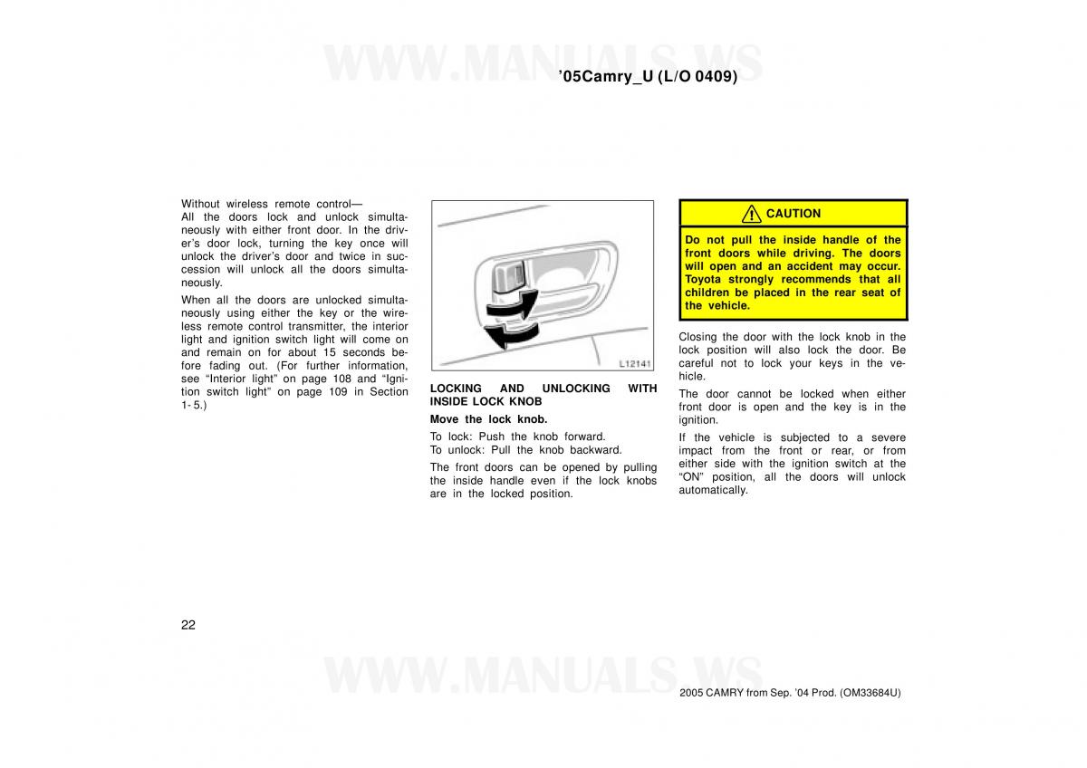 Toyota Camry VI 6 owners manual / page 22