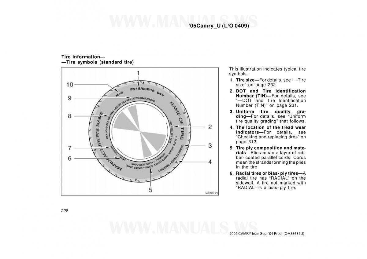 Toyota Camry VI 6 owners manual / page 228