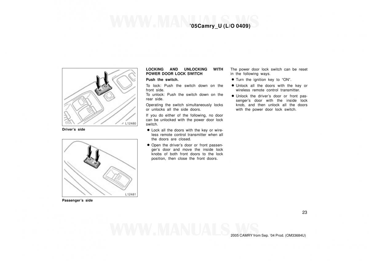 Toyota Camry VI 6 owners manual / page 23