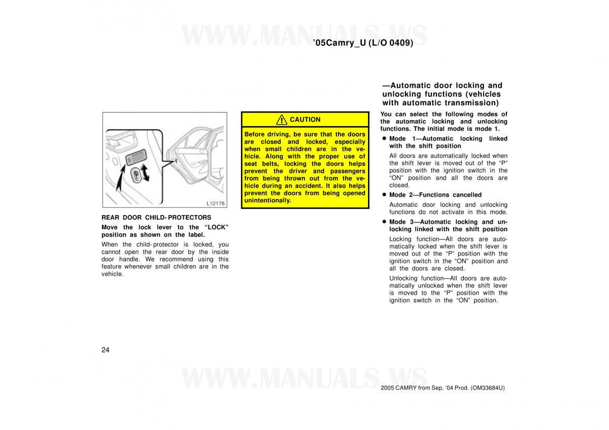 Toyota Camry VI 6 owners manual / page 24