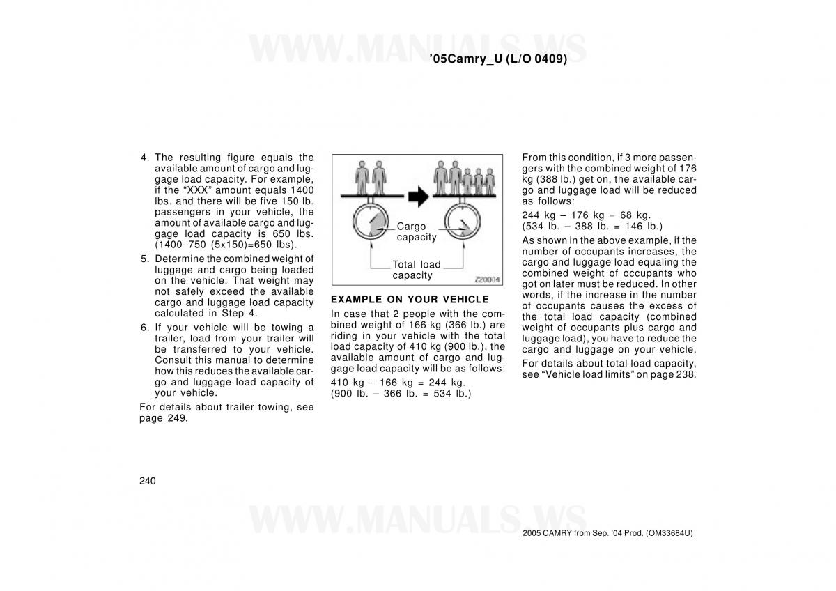 Toyota Camry VI 6 owners manual / page 240