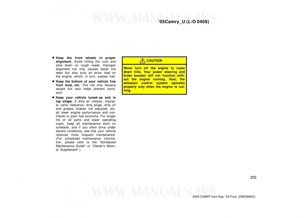 Toyota Camry VI 6 owners manual / page 255