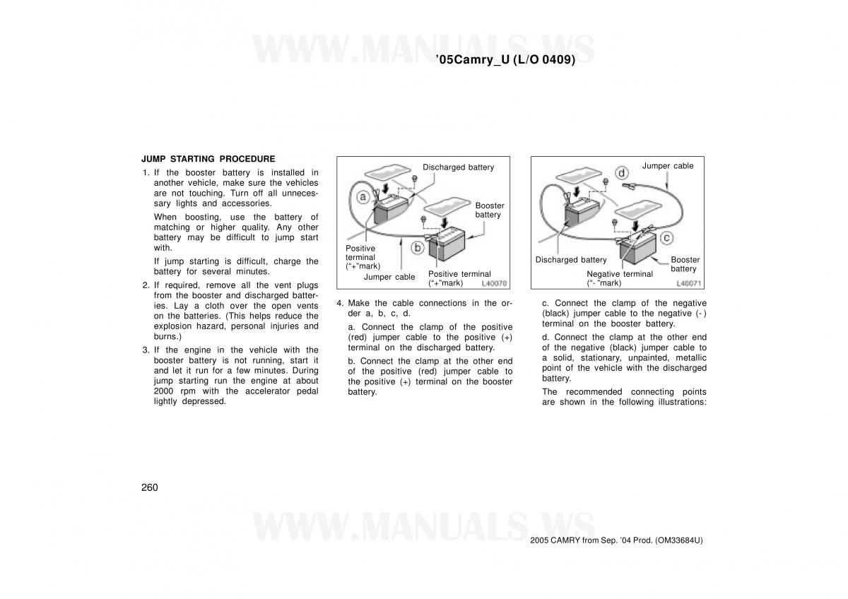 Toyota Camry VI 6 owners manual / page 260