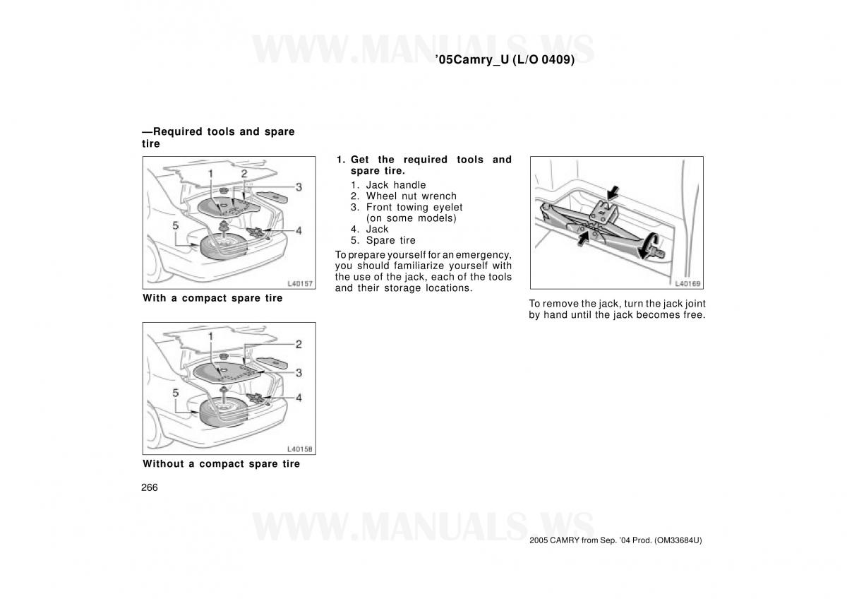 Toyota Camry VI 6 owners manual / page 266