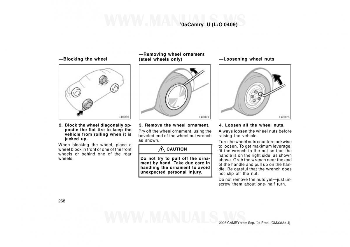 Toyota Camry VI 6 owners manual / page 268