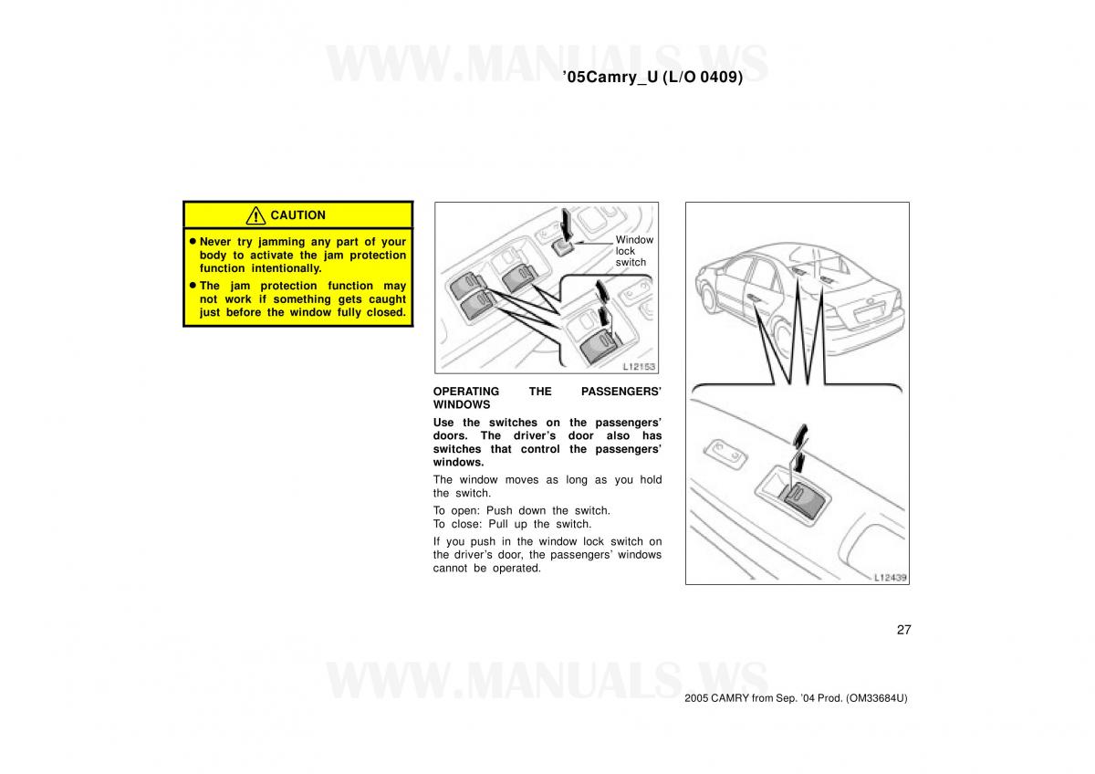 Toyota Camry VI 6 owners manual / page 27