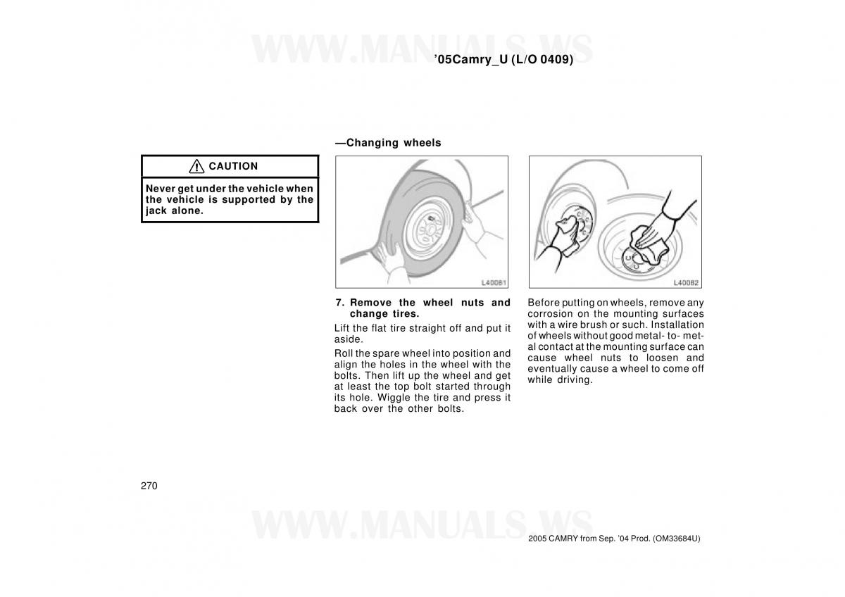 Toyota Camry VI 6 owners manual / page 270