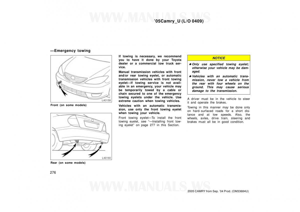 Toyota Camry VI 6 owners manual / page 276