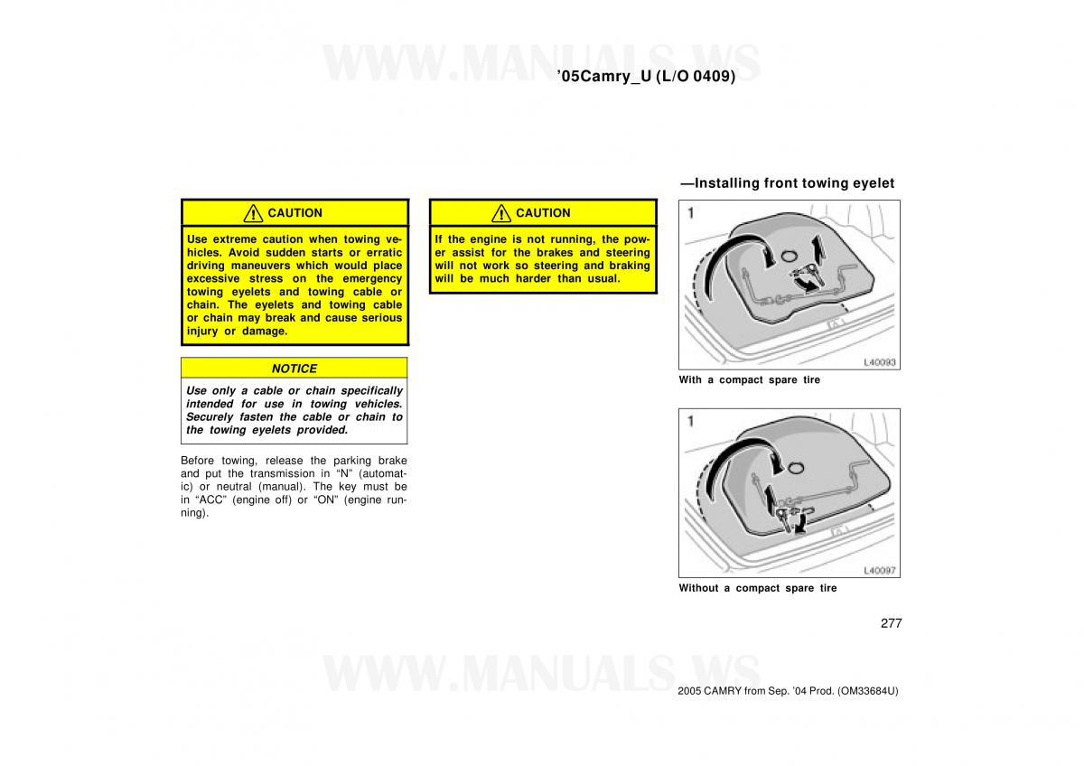 Toyota Camry VI 6 owners manual / page 277