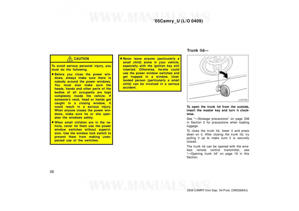 Toyota Camry VI 6 owners manual / page 28