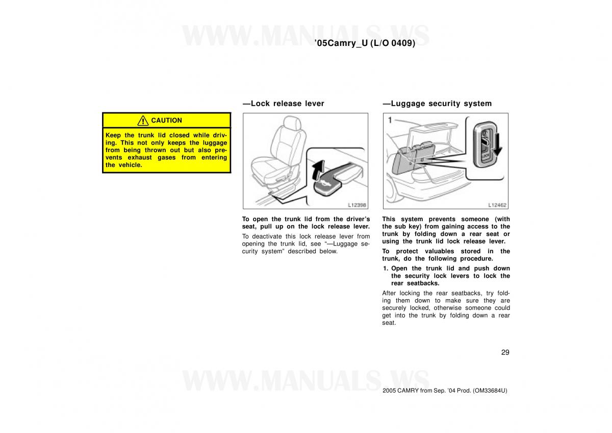 Toyota Camry VI 6 owners manual / page 29